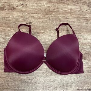 Victoria's Secret Pink Maroon Wear Everywhere Push Up Bra Size 34C